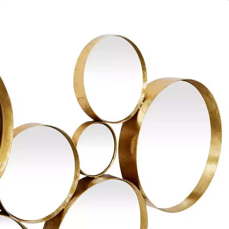 CosmoLiving by Cosmopolitan Modern Metal Iron Wall Mirror Gold : Decorative Round Entryway Mirror