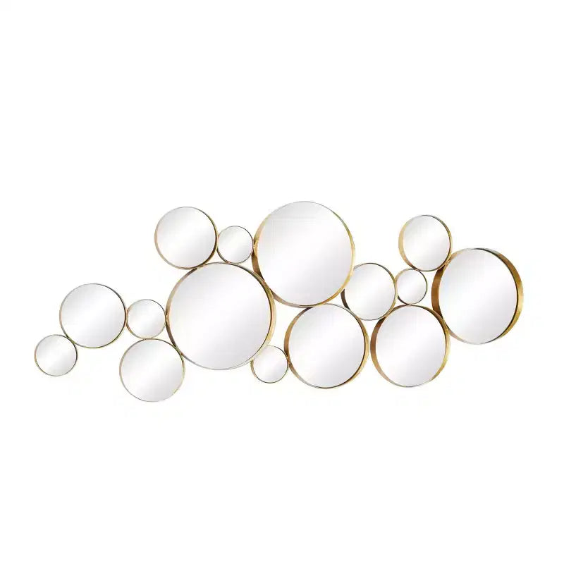CosmoLiving by Cosmopolitan Modern Metal Iron Wall Mirror Gold : Decorative Round Entryway Mirror