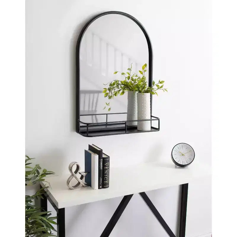 20" x 28" Estero Functional Wall Mirror Black - Kate & Laurel All Things Decor