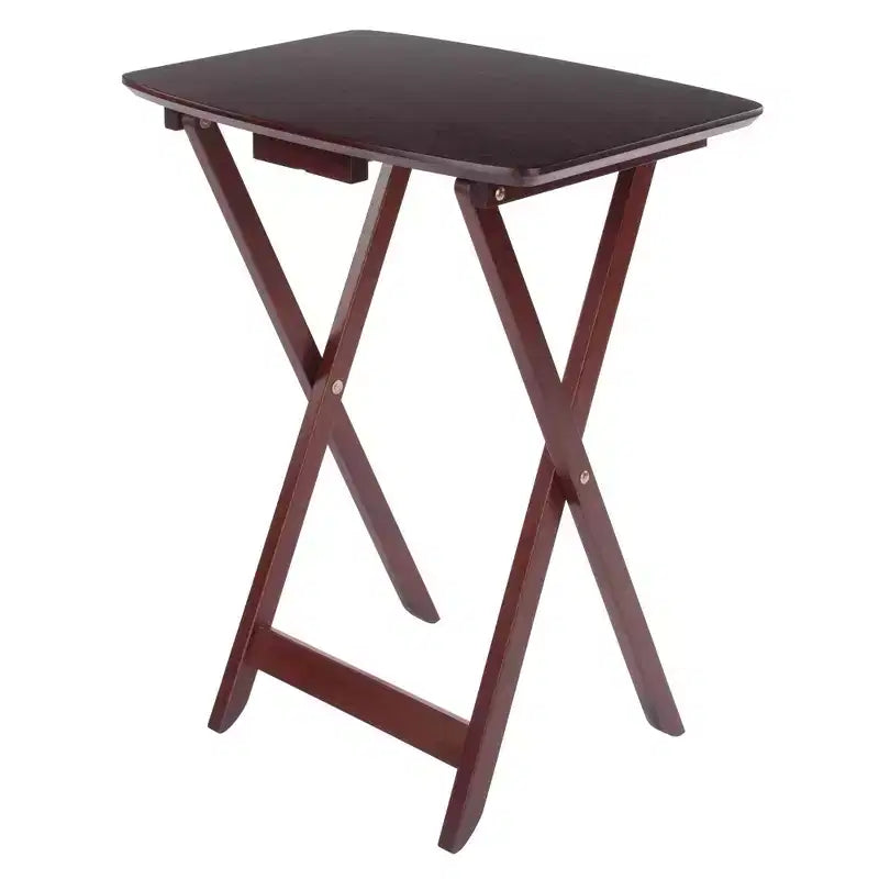 2pc Darlene Snack Table Set Walnut - Winsome: Portable, No Assembly Required, Space-Saving Design