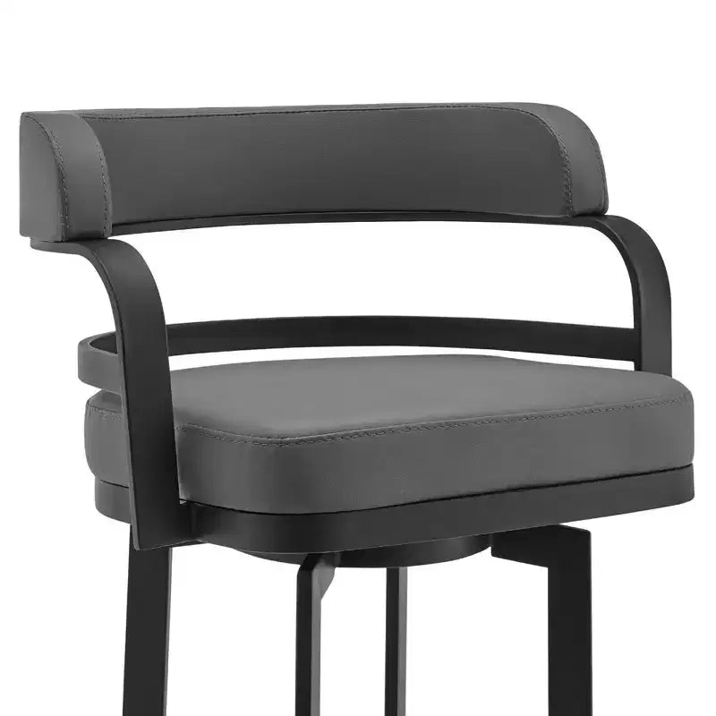26" Prinz Counter Height Barstool with Gray Faux Leather Black Metal Finish - Armen Living