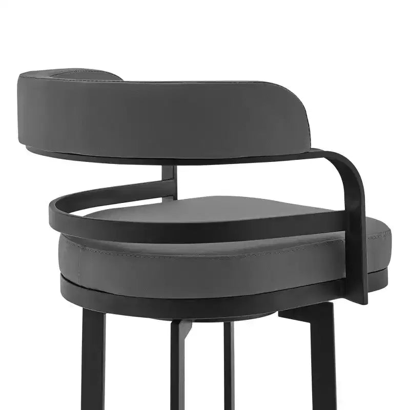 26" Prinz Counter Height Barstool with Gray Faux Leather Black Metal Finish - Armen Living
