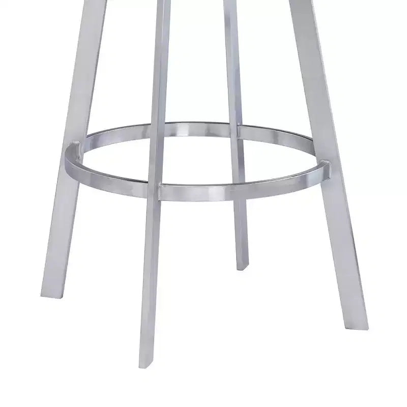 Armen Living 30" Saturn Faux Leather Stainless Steel Barstool Gray: Swivel, Low Back, Footrest, Fixed Height