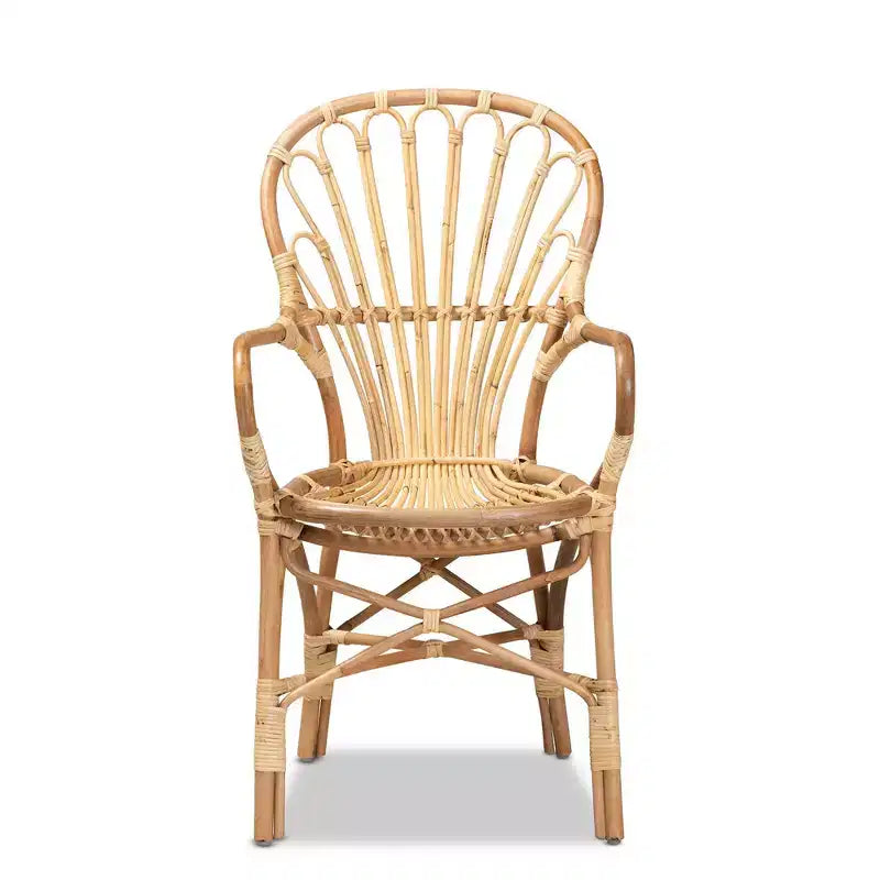 Sheraton Rattan Armchair Natural - bali & pari: Boho Style, Polyester Upholstery, Wood Frame, No Assembly Required