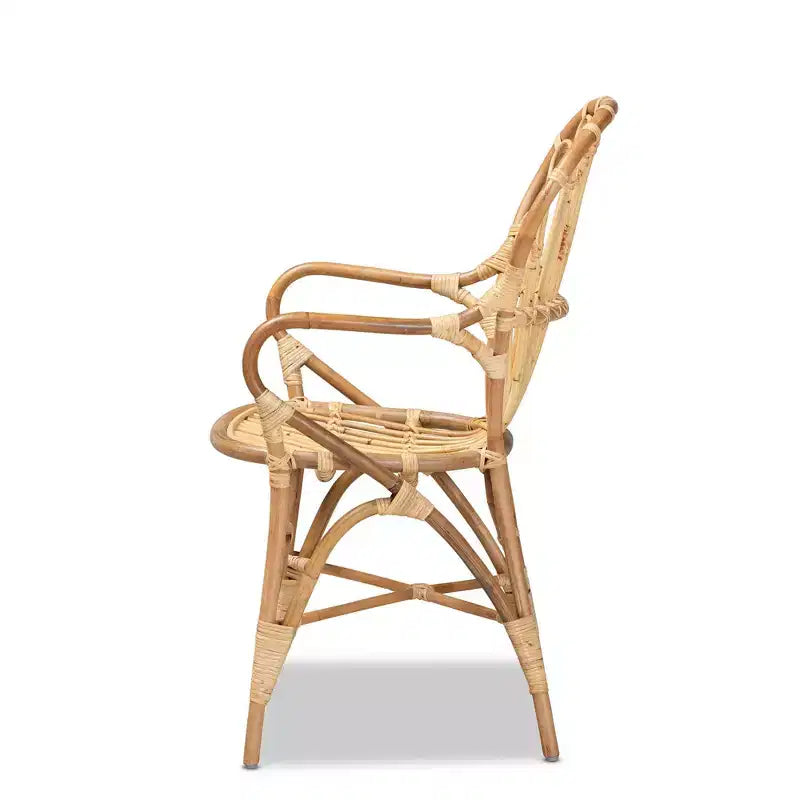 Sheraton Rattan Armchair Natural - bali & pari: Boho Style, Polyester Upholstery, Wood Frame, No Assembly Required