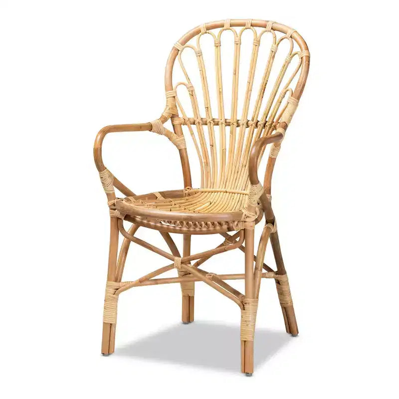 Sheraton Rattan Armchair Natural - bali & pari: Boho Style, Polyester Upholstery, Wood Frame, No Assembly Required