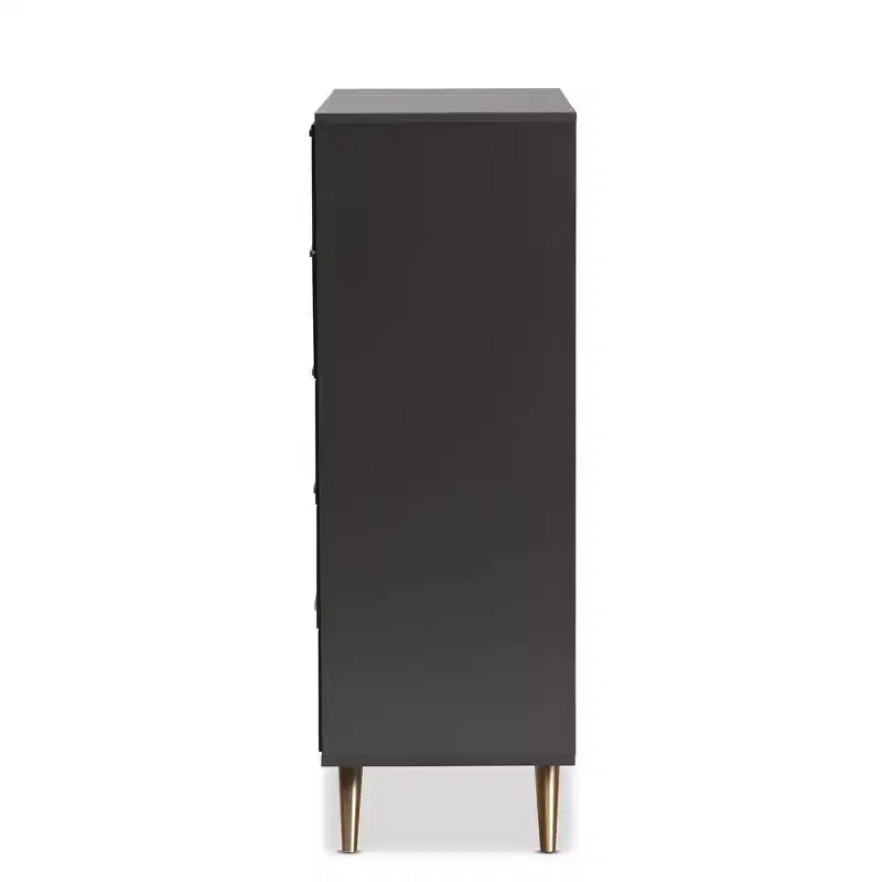 Kelson Wood 5 Drawer Chest Dark Gray/Gold - Baxton Studio: Modern Storage for Bedroom