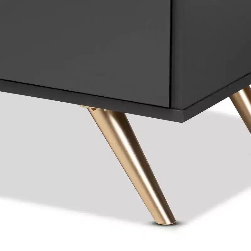 Kelson Wood 5 Drawer Chest Dark Gray/Gold - Baxton Studio: Modern Storage for Bedroom