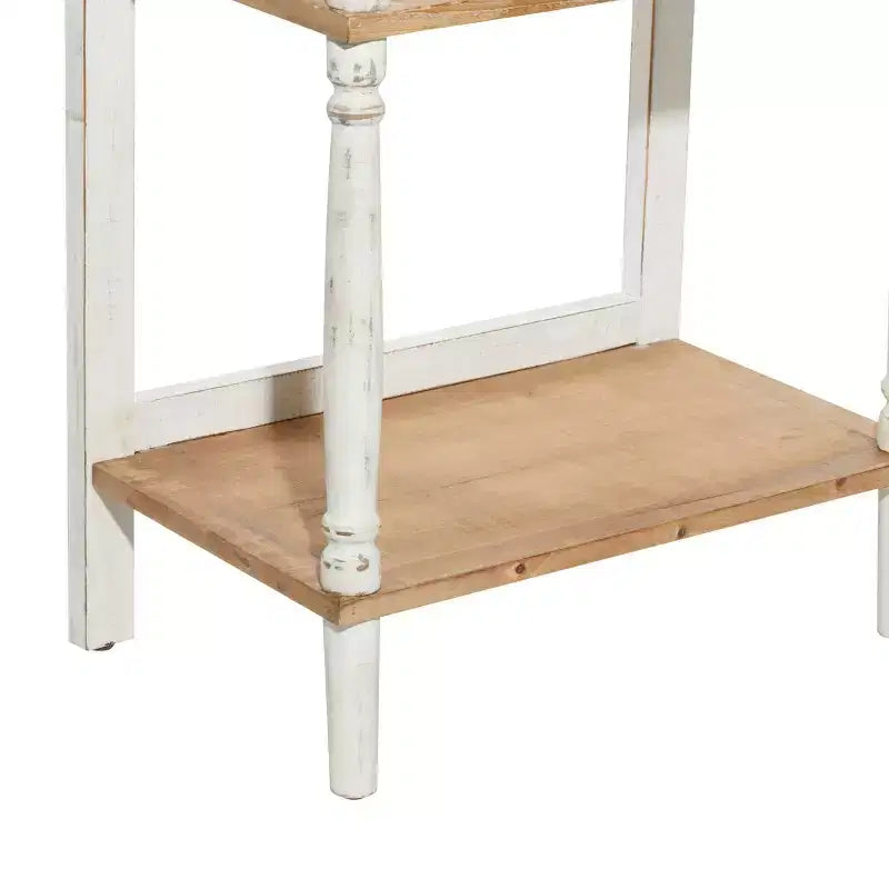 Farmhouse Pine Wood Shelving Unit White - Olivia & May: 4-Tier Bookcase, Tall Storage Organizer