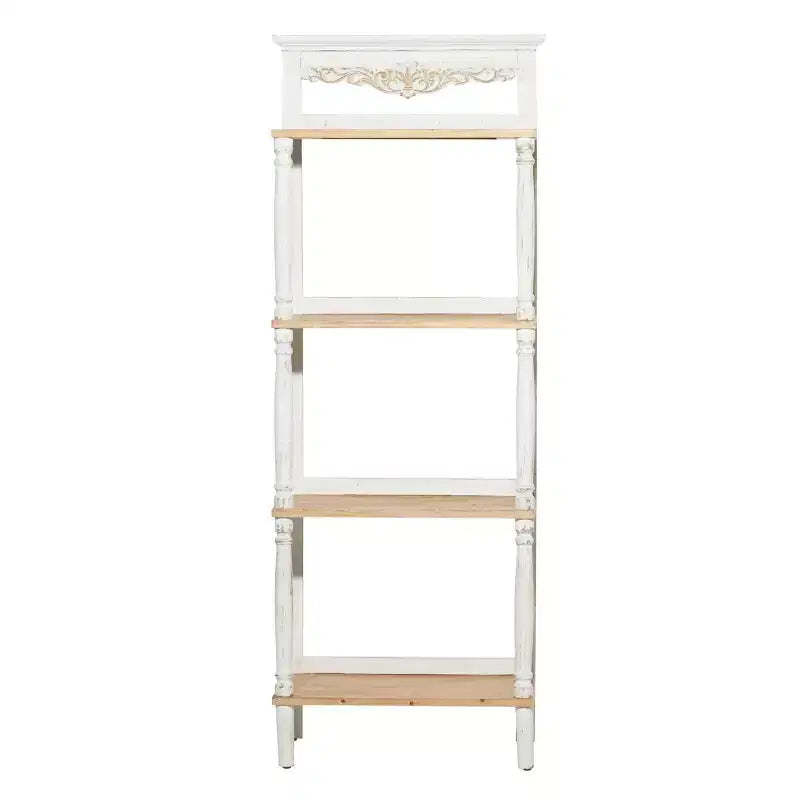 Farmhouse Pine Wood Shelving Unit White - Olivia & May: 4-Tier Bookcase, Tall Storage Organizer