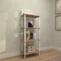 Farmhouse Pine Wood Shelving Unit White - Olivia & May: 4-Tier Bookcase, Tall Storage Organizer