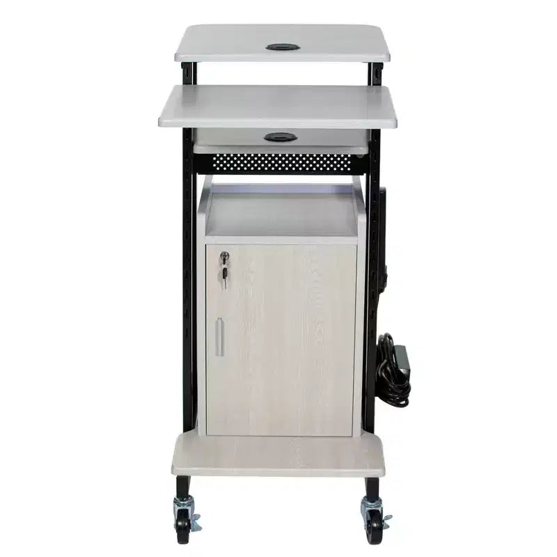 Premium Plus Presentation Cart with Cabinet & Adjustable Shelves - Hampden Furnishings: Mobile AV Equipment Stand