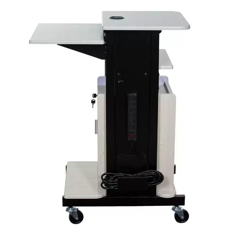 Premium Plus Presentation Cart with Cabinet & Adjustable Shelves - Hampden Furnishings: Mobile AV Equipment Stand