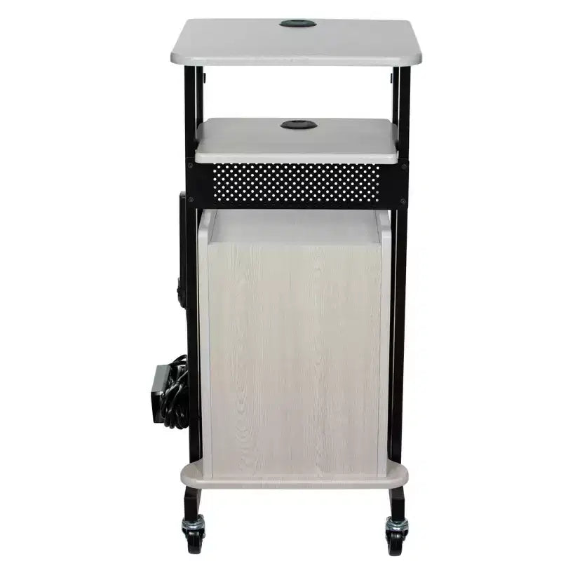 Premium Plus Presentation Cart with Cabinet & Adjustable Shelves - Hampden Furnishings: Mobile AV Equipment Stand