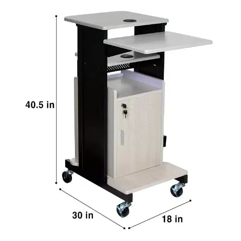 Premium Plus Presentation Cart with Cabinet & Adjustable Shelves - Hampden Furnishings: Mobile AV Equipment Stand