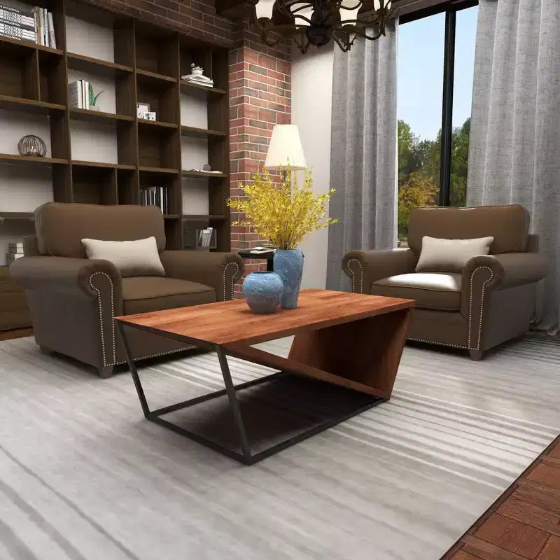 Modern Triangular Coffee Table Brown - Olivia & May