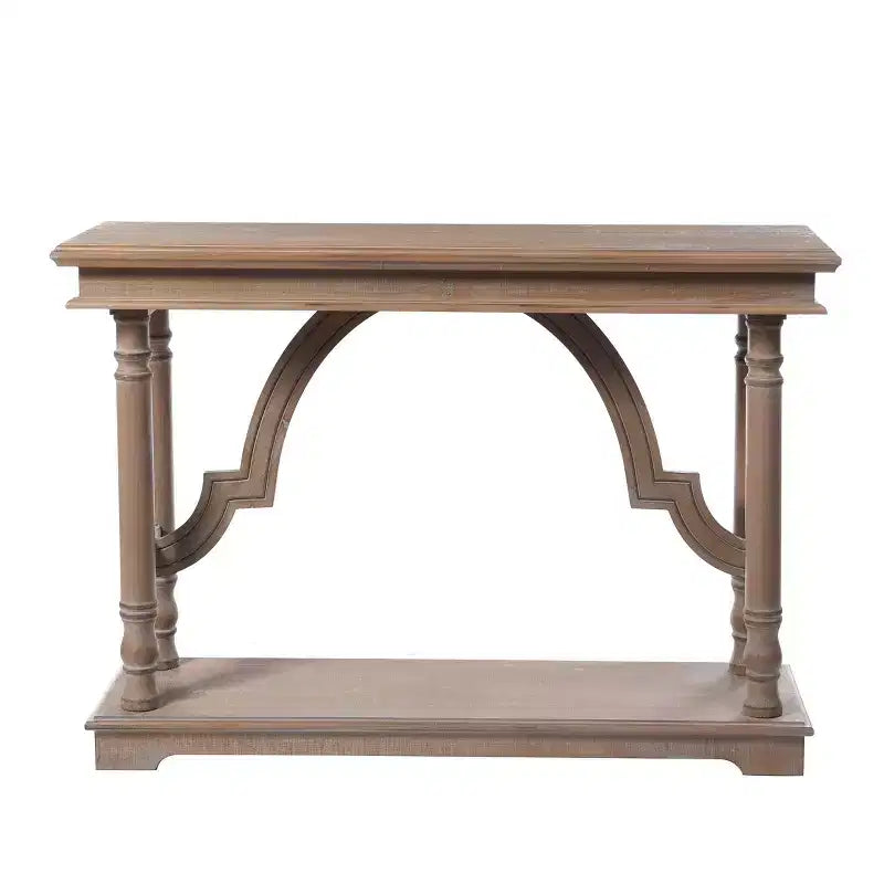 Wood Trestle Console Table with Arch Design Brown - StyleCraft: Entryway, Narrow Profile, Solid Wood