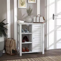 24/7 Shop At Home Bednar Storage Accent Cabinet White Oak: Modern Farmhouse Design, Shutter Doors, 6 Shelves