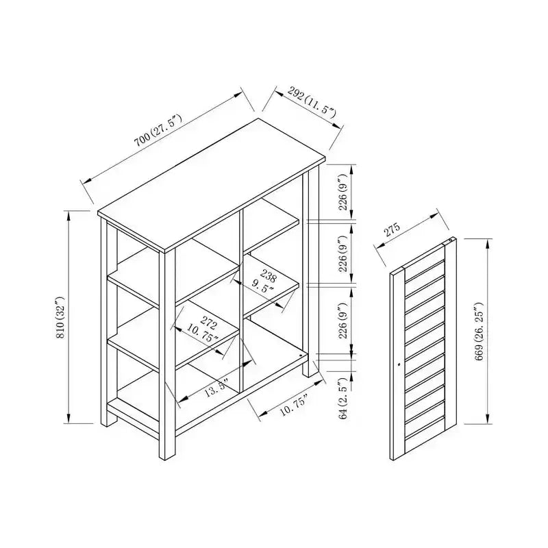 24/7 Shop At Home Bednar Storage Accent Cabinet White Oak: Modern Farmhouse Design, Shutter Doors, 6 Shelves