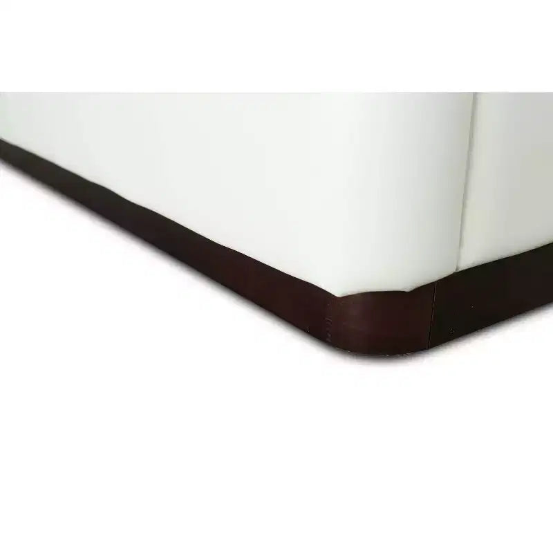 Manhattan Comfort Queen Lenyx Upholstered Bed Cream: Faux Leather, Platform, No Box Spring Needed