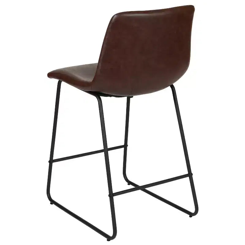 Emma and Oliver Set of 2 Kitchen Counter Height Stool - 24 Inch LeatherSoft Barstool