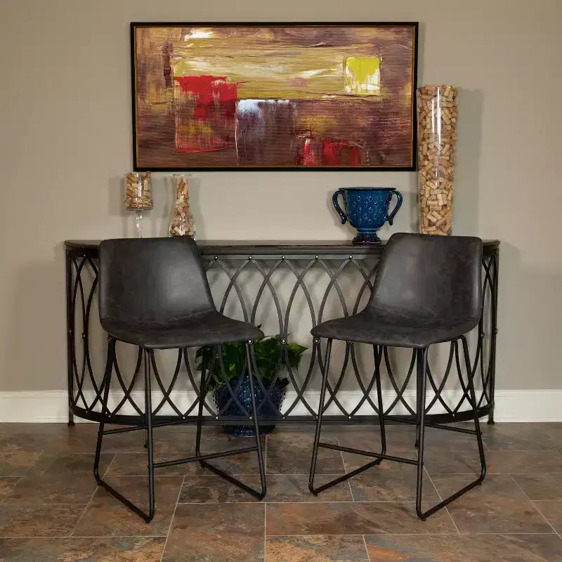 Emma and Oliver Set of 2 Kitchen Counter Height Stool - 24 Inch LeatherSoft Barstool