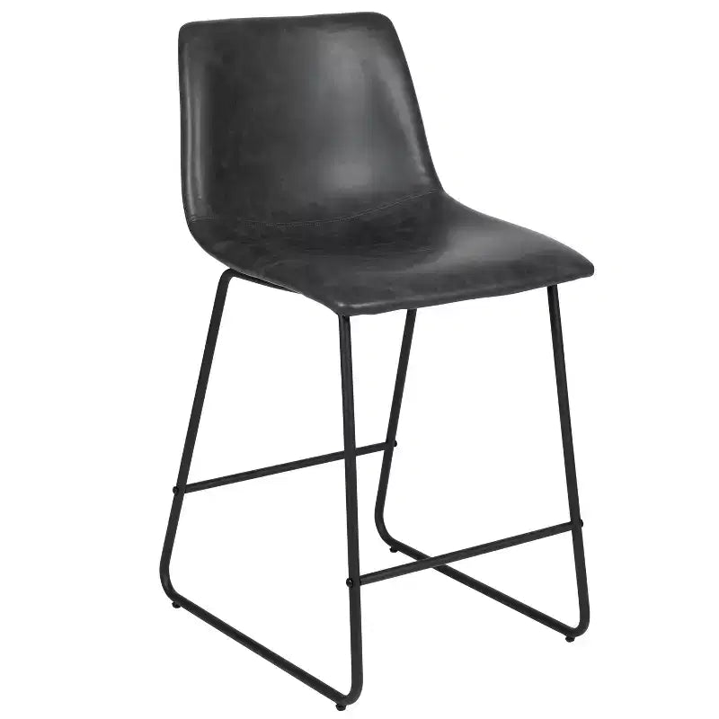 Emma and Oliver Set of 2 Kitchen Counter Height Stool - 24 Inch LeatherSoft Barstool