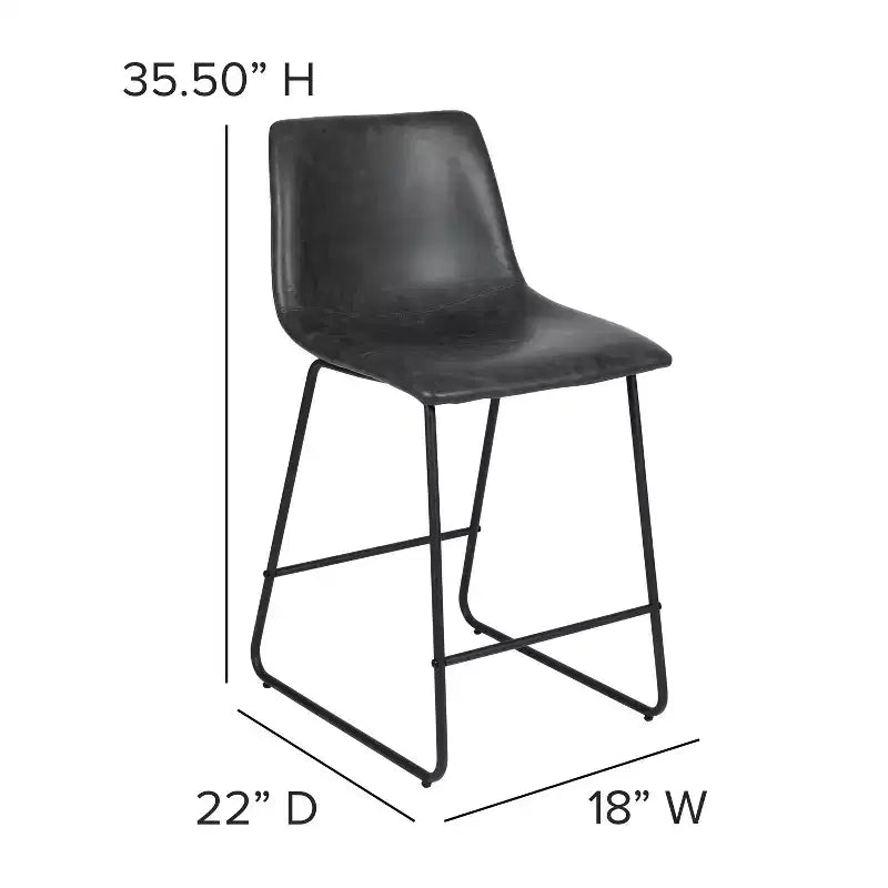 Emma and Oliver Set of 2 Kitchen Counter Height Stool - 24 Inch LeatherSoft Barstool