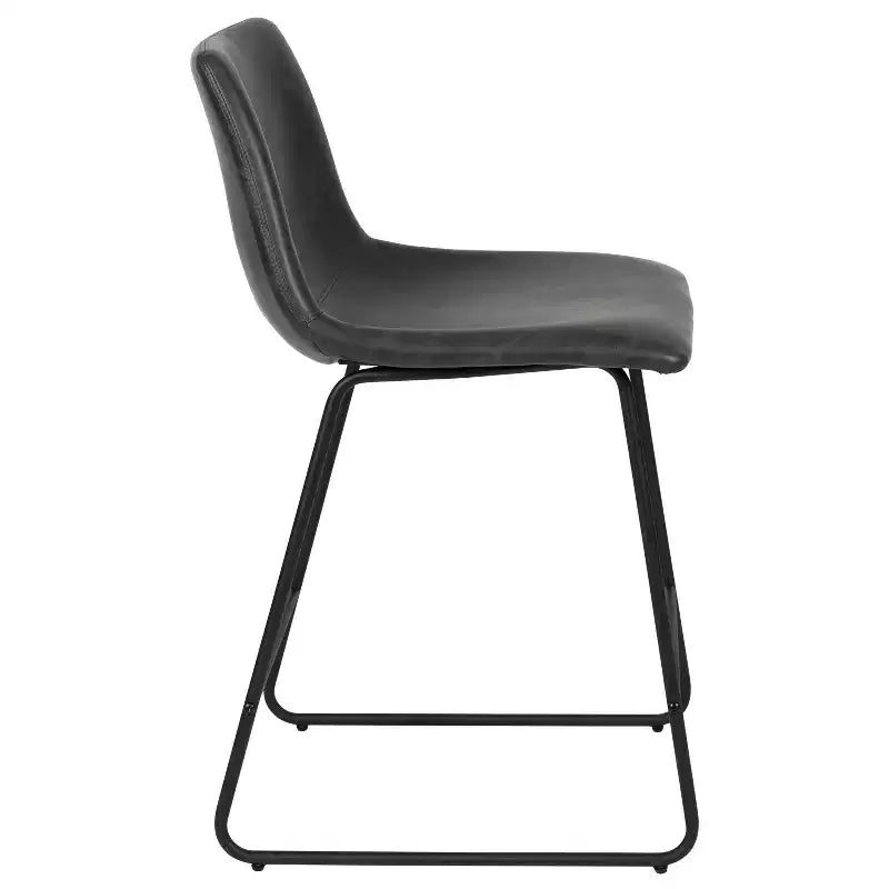 Emma and Oliver Set of 2 Kitchen Counter Height Stool - 24 Inch LeatherSoft Barstool