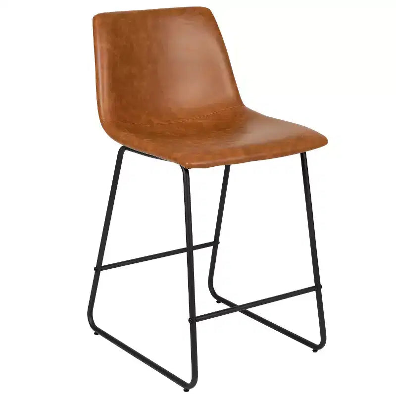 Emma and Oliver Set of 2 Kitchen Counter Height Stool - 24 Inch LeatherSoft Barstool