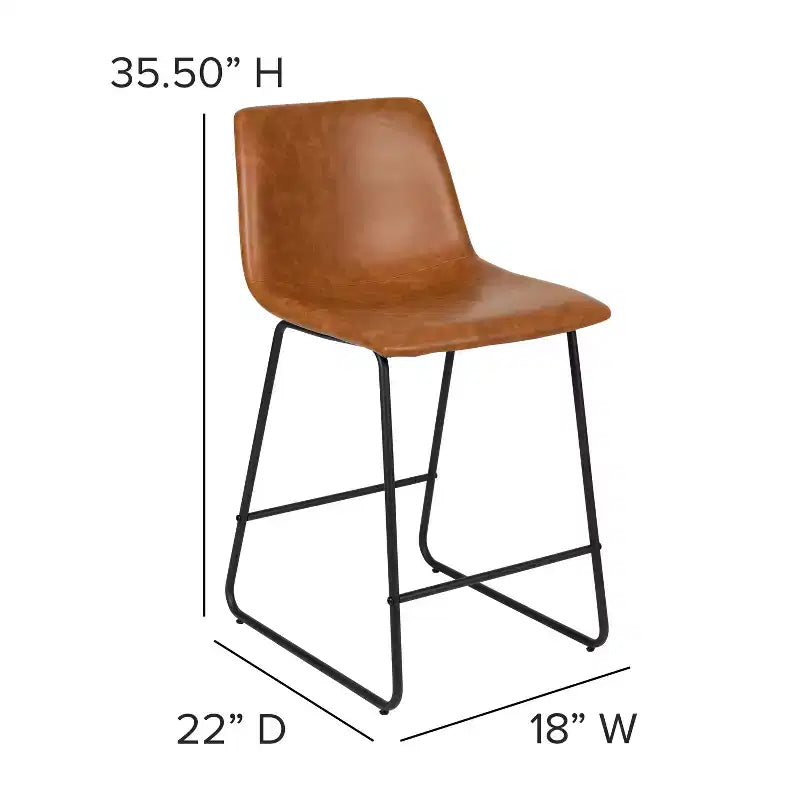 Emma and Oliver Set of 2 Kitchen Counter Height Stool - 24 Inch LeatherSoft Barstool