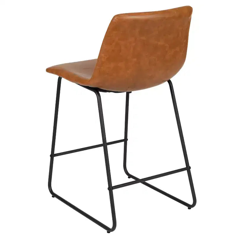 Emma and Oliver Set of 2 Kitchen Counter Height Stool - 24 Inch LeatherSoft Barstool