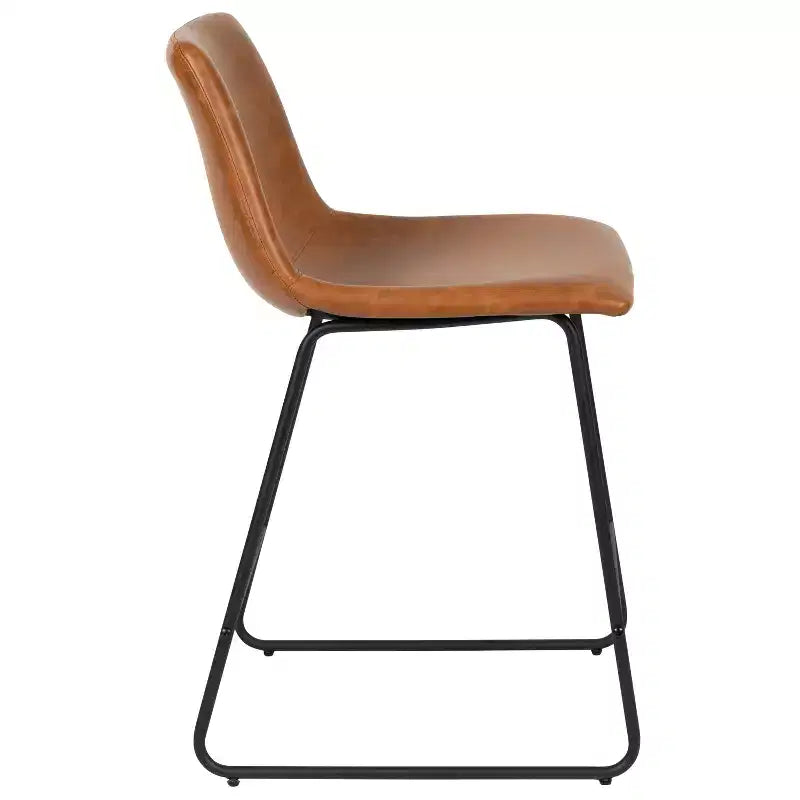 Emma and Oliver Set of 2 Kitchen Counter Height Stool - 24 Inch LeatherSoft Barstool