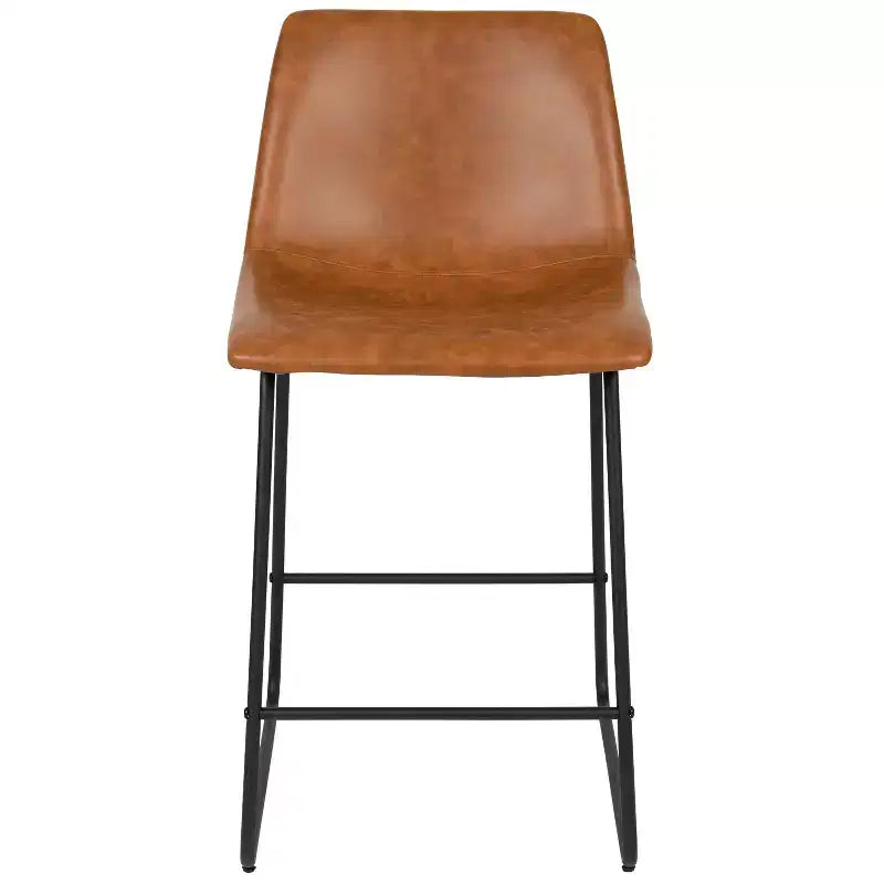 Emma and Oliver Set of 2 Kitchen Counter Height Stool - 24 Inch LeatherSoft Barstool