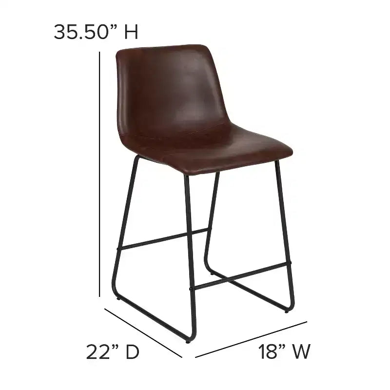Emma and Oliver Set of 2 Kitchen Counter Height Stool - 24 Inch LeatherSoft Barstool