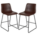 Emma and Oliver Set of 2 Kitchen Counter Height Stool - 24 Inch LeatherSoft Barstool