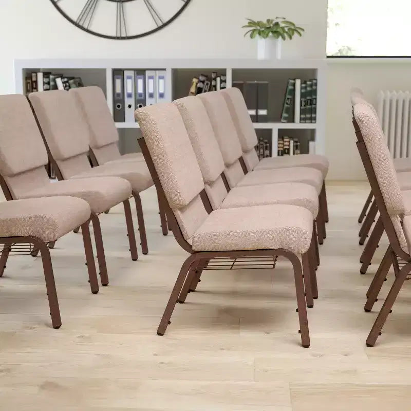 Emma and Oliver 18.5W Church/Reception Guest Chair with Communion Cup Book Rack
