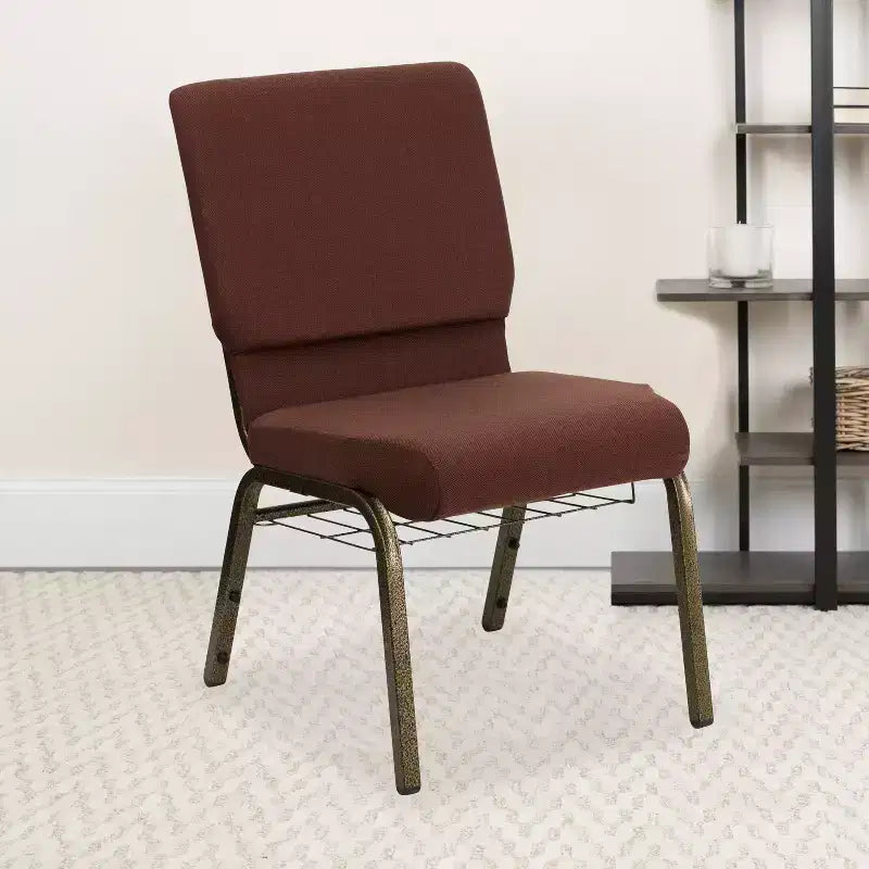 Emma and Oliver 18.5W Church/Reception Guest Chair with Communion Cup Book Rack