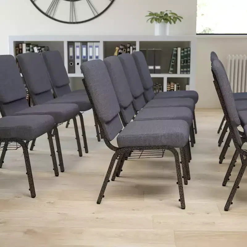 Emma and Oliver 18.5W Church/Reception Guest Chair with Communion Cup Book Rack