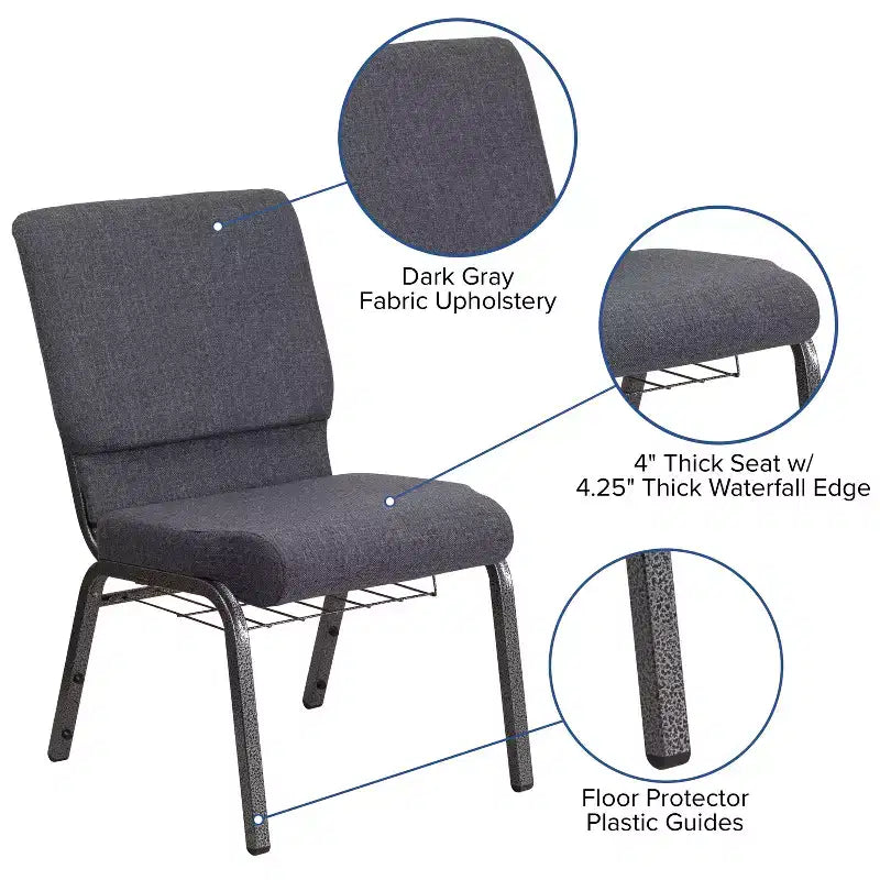 Emma and Oliver 18.5W Church/Reception Guest Chair with Communion Cup Book Rack