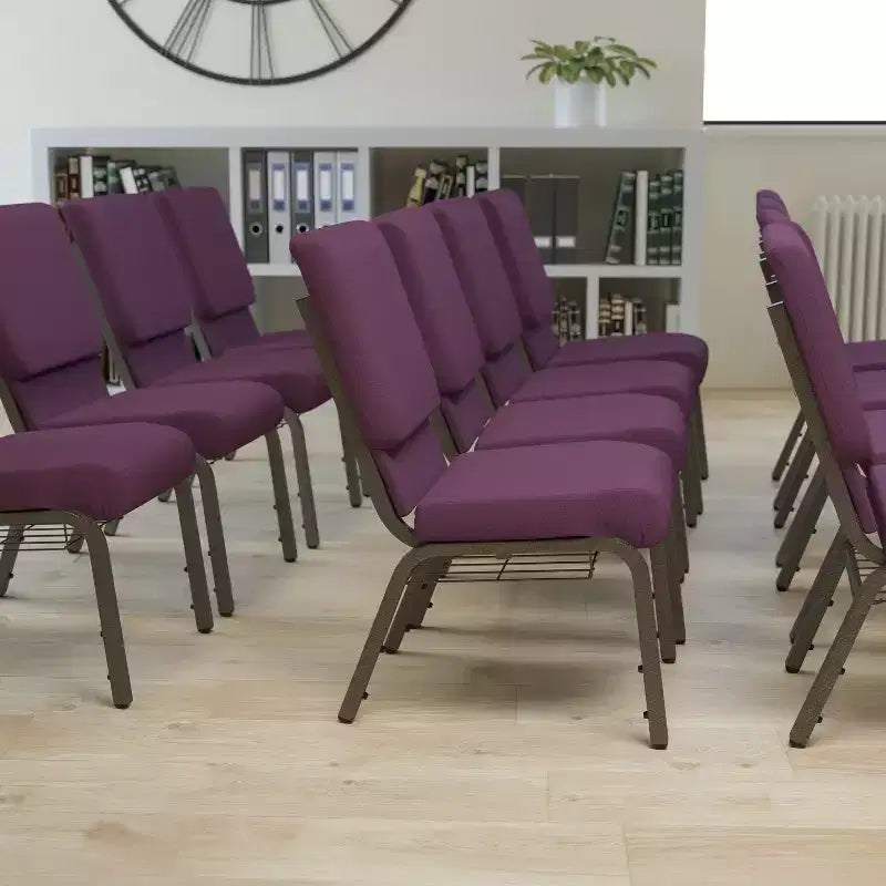 Emma and Oliver 18.5W Church/Reception Guest Chair with Communion Cup Book Rack