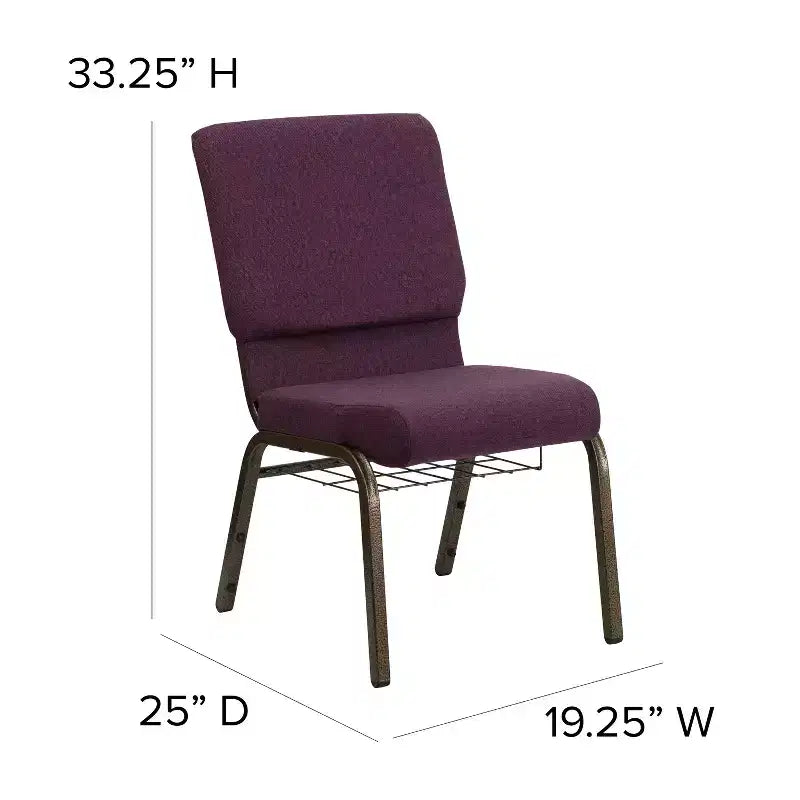 Emma and Oliver 18.5W Church/Reception Guest Chair with Communion Cup Book Rack