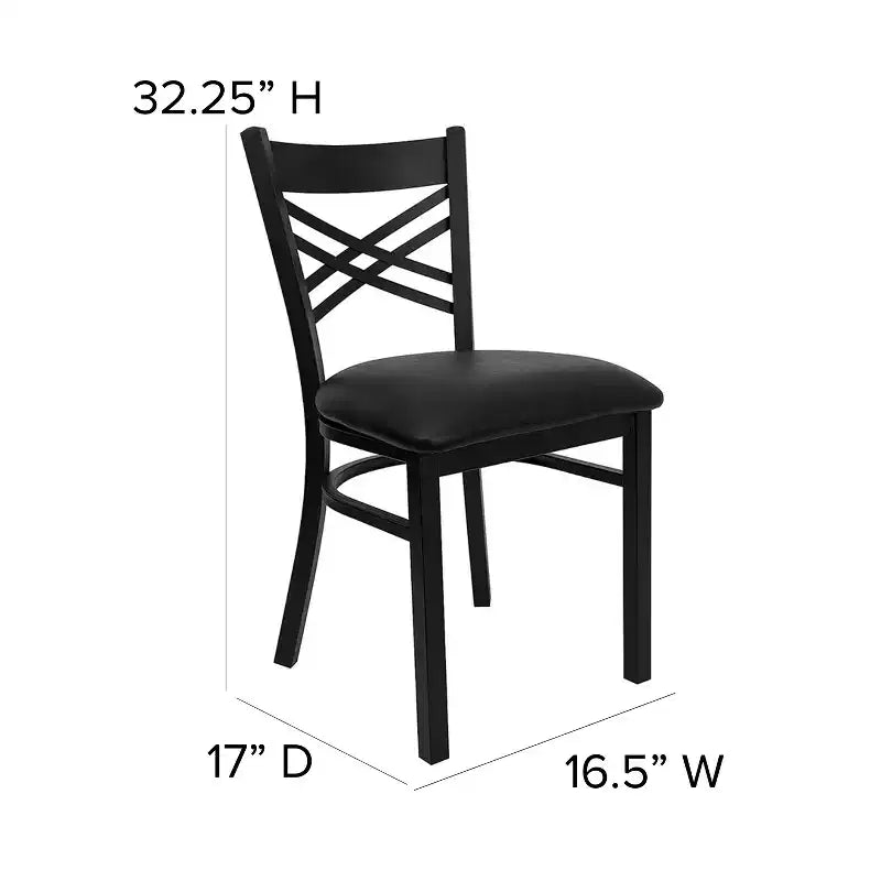 Emma and Oliver Black X Back Metal Restaurant Dining Chair