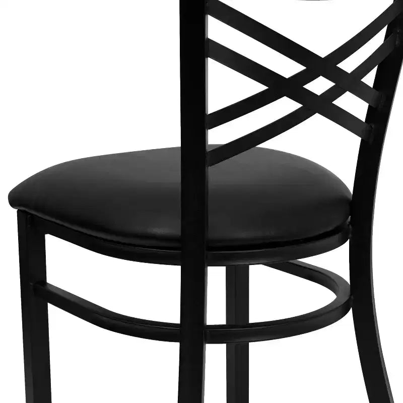 Emma and Oliver Black X Back Metal Restaurant Dining Chair