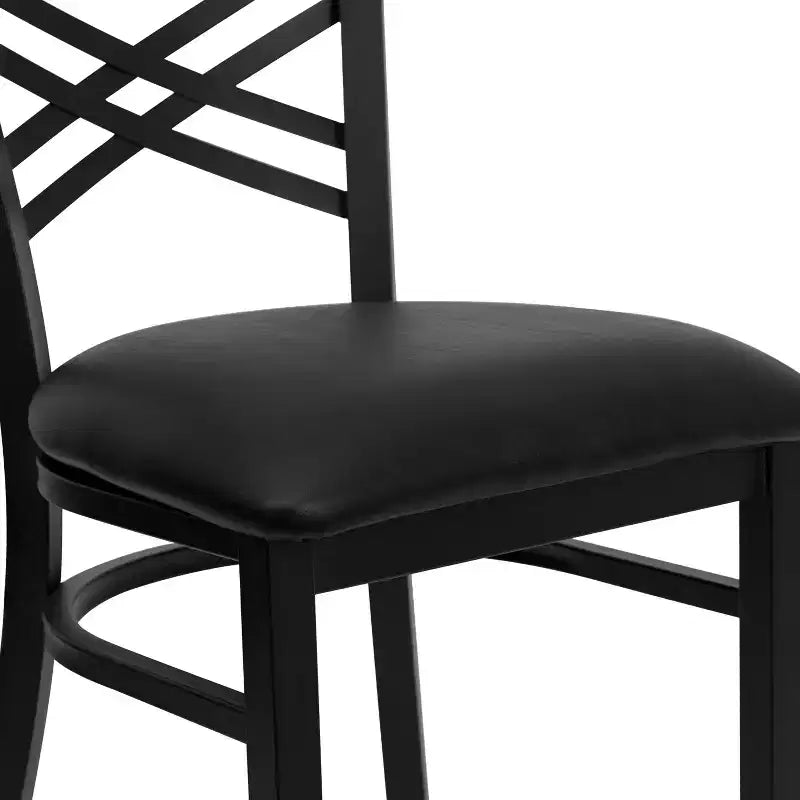 Emma and Oliver Black X Back Metal Restaurant Dining Chair