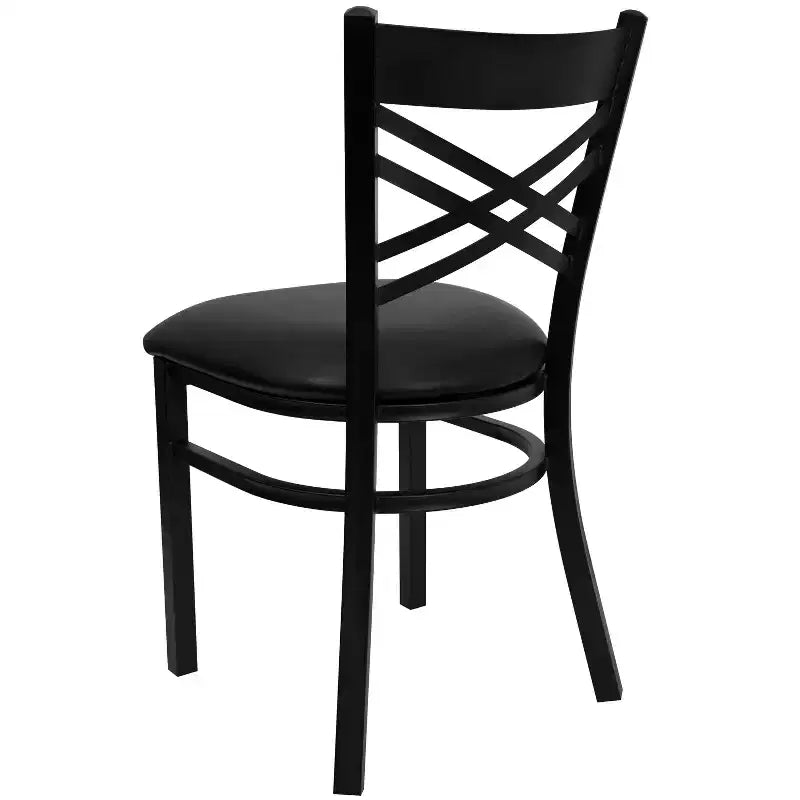 Emma and Oliver Black X Back Metal Restaurant Dining Chair