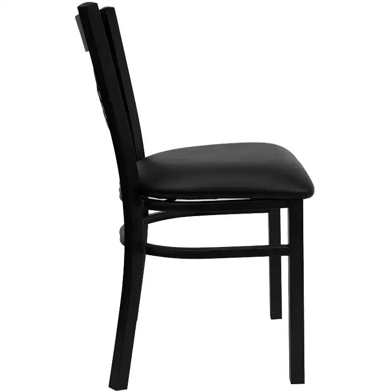Emma and Oliver Black X Back Metal Restaurant Dining Chair