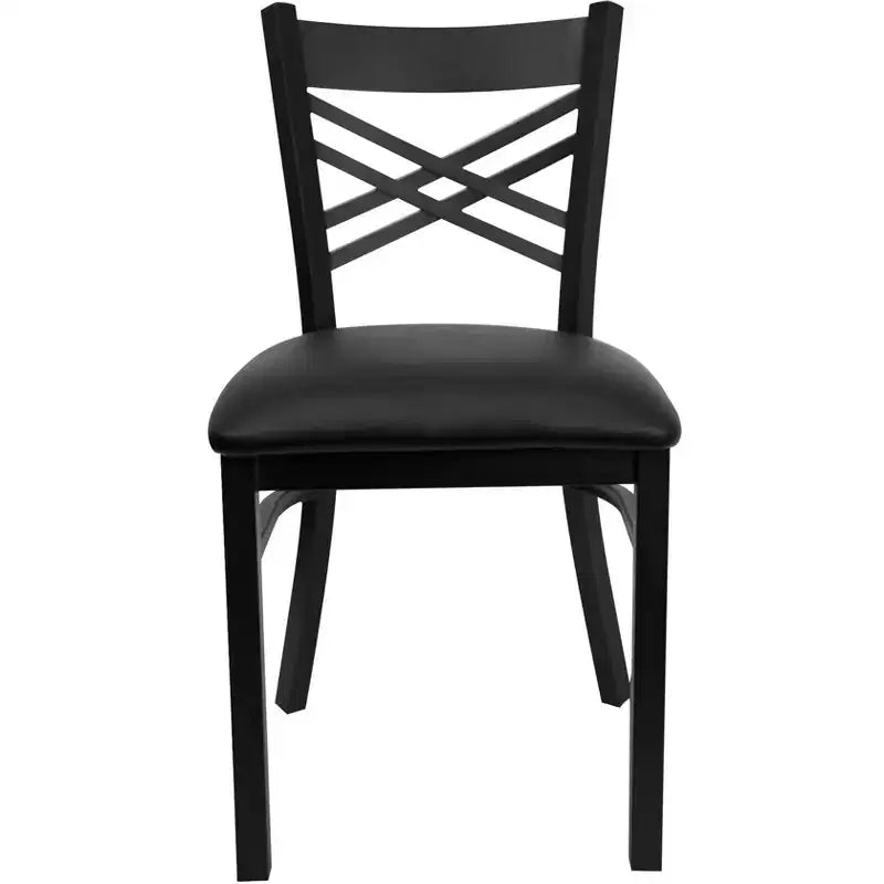 Emma and Oliver Black X Back Metal Restaurant Dining Chair