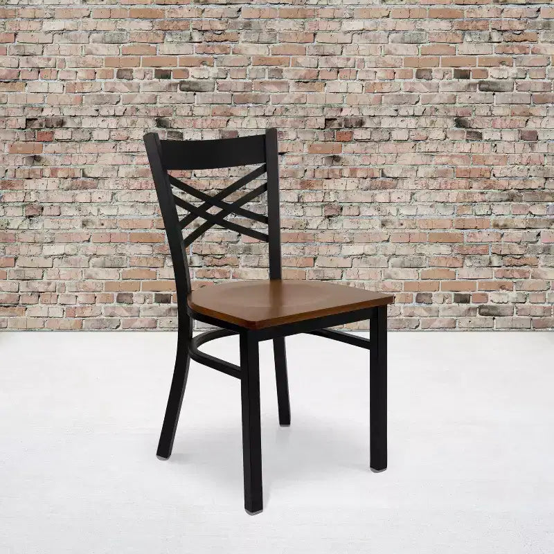 Emma and Oliver Black X Back Metal Restaurant Dining Chair