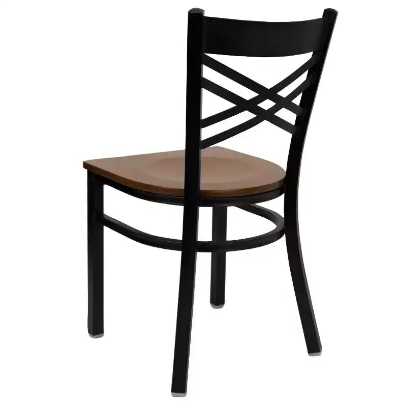 Emma and Oliver Black X Back Metal Restaurant Dining Chair